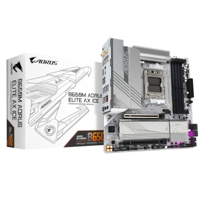 GIGABYTE B650M AORUS ELITE AX ICE mATX Mainboard Sockel AM5 HDMI/DP/USB-C/WIFI6E