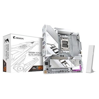 GIGABYTE B850M AORUS ELITE WIFI6E ICE mATX Mainboard Sockel AM5 WIFI6E/DP