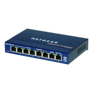 NETGEAR GS108GE LAN Switch 8 Port Netzwerk Switch (Plug-and-Play Gigabit Switch LAN Splitter