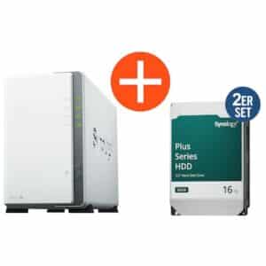 Synology DS223j NAS System 2-Bay 32 TB inkl. 2x 16 TB Synology HDD HAT3310-16T