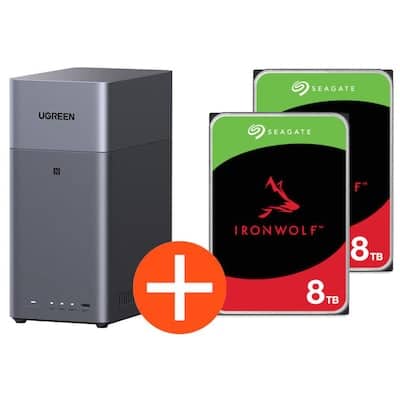 UGREEN NASync DH2300 NAS System 2-Bay 16TB inkl. 2x Seagate IronWolf ST8000VN004 8TB