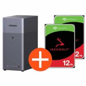 UGREEN NASync DH2300 NAS System 2-Bay 24TB inkl. 2x Seagate IronWolf ST12000VN0008 12TB