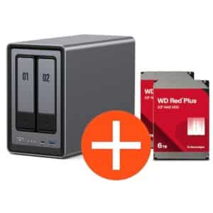 UGREEN NASync DXP2800 NAS System 2-Bay 12TB inkl. 2x WD WD60EFPX NAS HDD - 6 TB