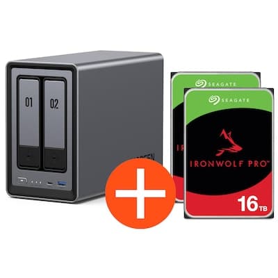 UGREEN NASync DXP2800 NAS System 2-Bay 32TB inkl. 2x Seagate IronWolf ST16000NT001 16 TBB